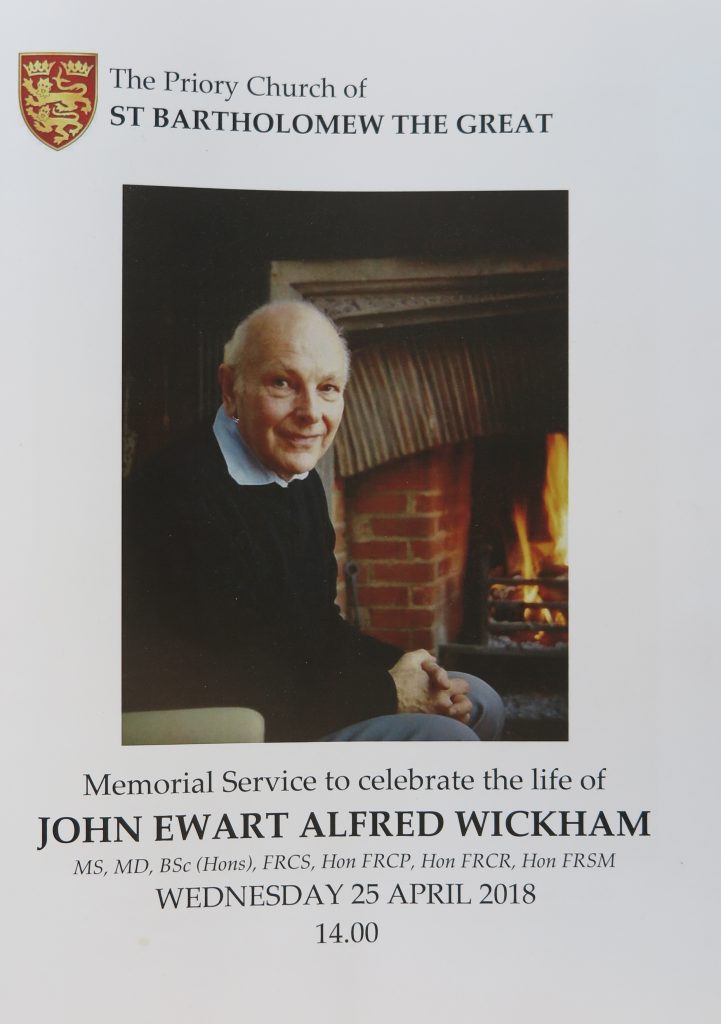 John Wickham Memorial Service - Order of Service cover